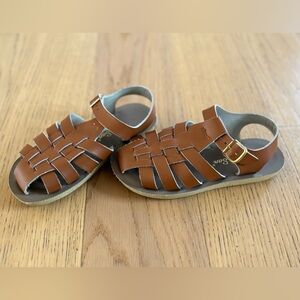 Salt Water by Hoy Kids Brown Leather Fisherman Sandals